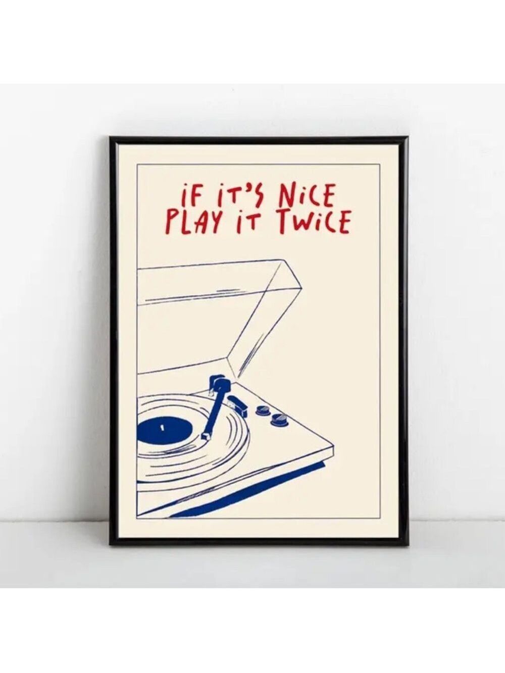 “If It's Nice, Play It Twice” Canvas Print Retro Record Player Wall Art